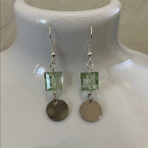 Elegant Silver and Green Dangle Earrings